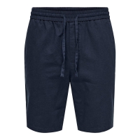 ONLY & SONS shorts i bomuld-hør blanding i navy til herre