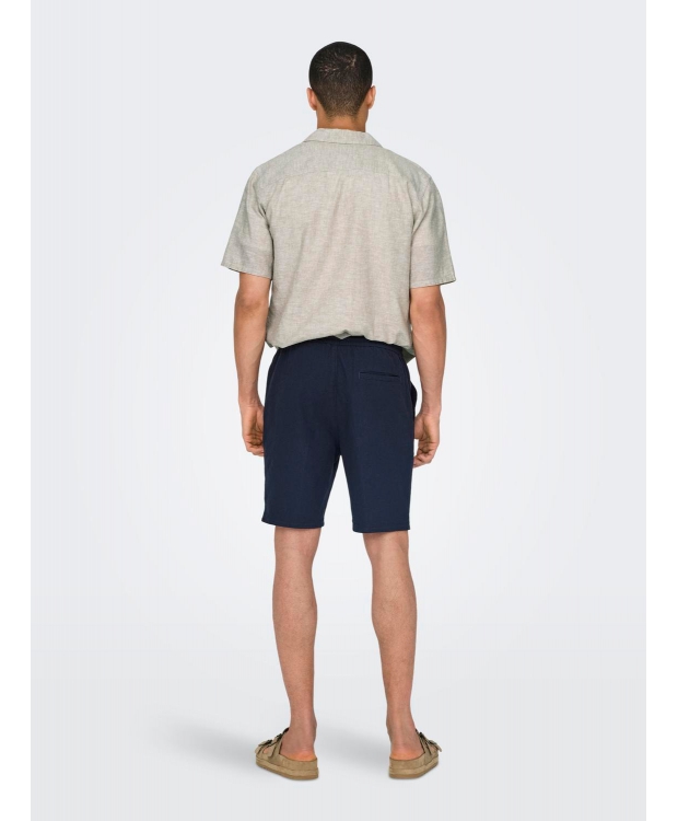ONLY & SONS shorts i bomuld-hør blanding i navy til herre billede 4