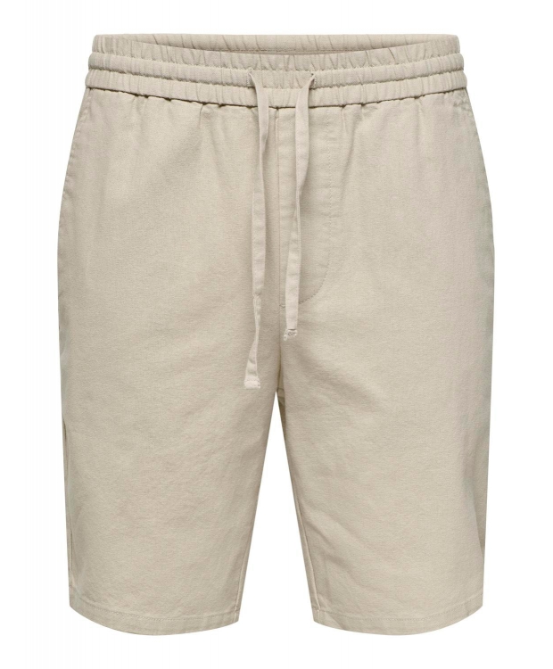 ONLY & SONS shorts i bomuld-hør blanding i beige til herre billede 1