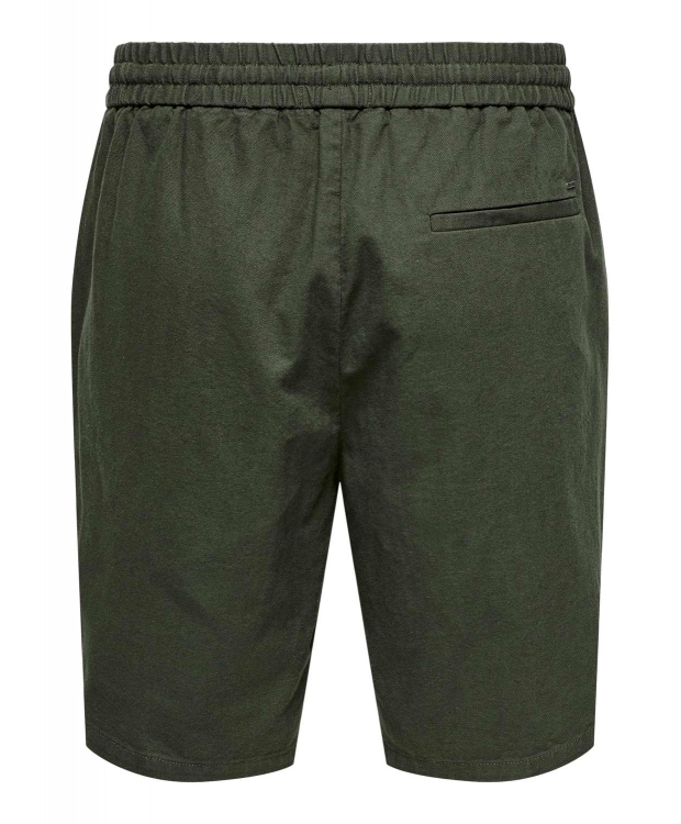 ONLY & SONS shorts i bomuld-hør blanding i mørkegrøn til herre billede 2