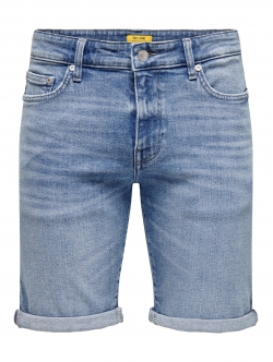 ONLY & SONS shorts i lys denim til herre