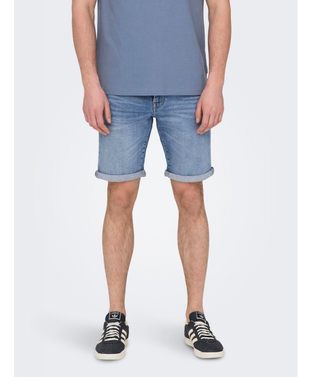 ONLY & SONS shorts i lys denim til herre billede 3