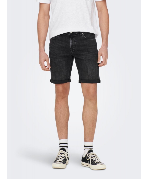 ONLY & SONS shorts i mørk denim til herre billede 3