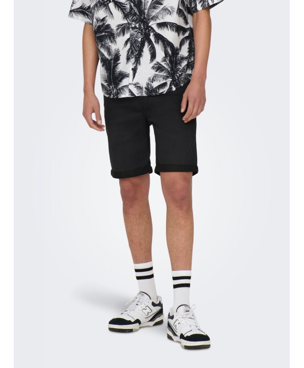 ONLY & SONS denim shorts i sort til herre billede 3