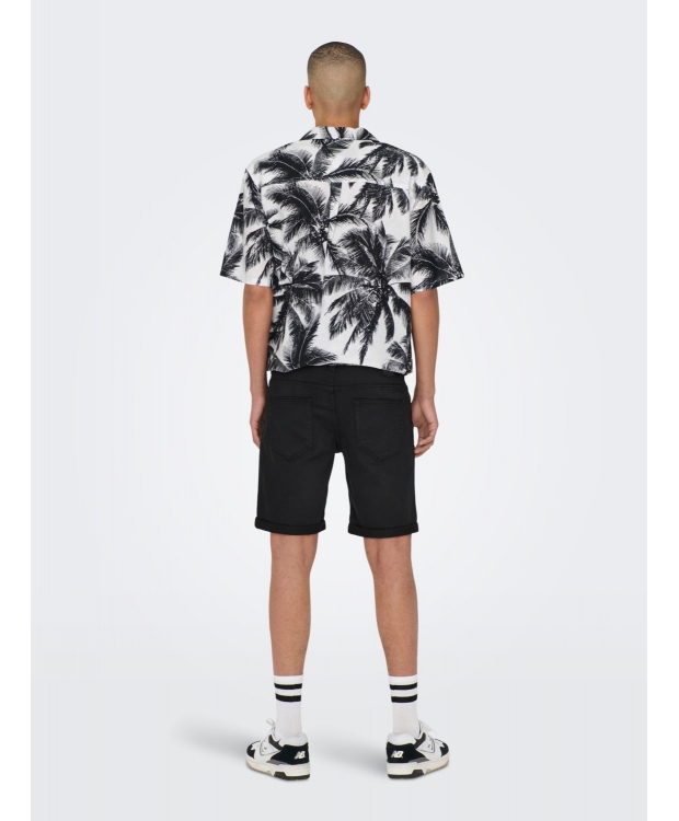 ONLY & SONS denim shorts i sort til herre billede 4