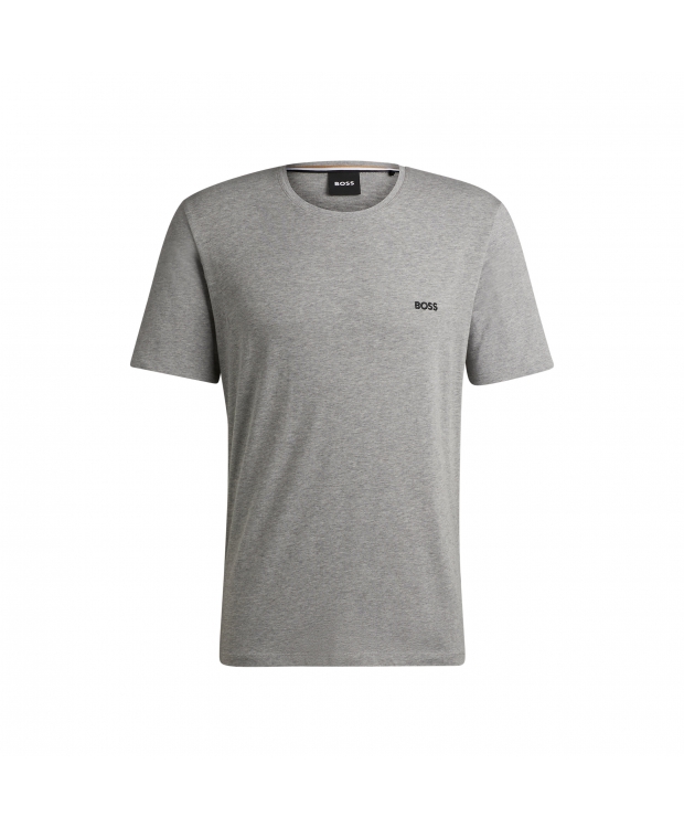 BOSS T-shirt med bomuld & kontrasterende logo i grå til herre billede 1