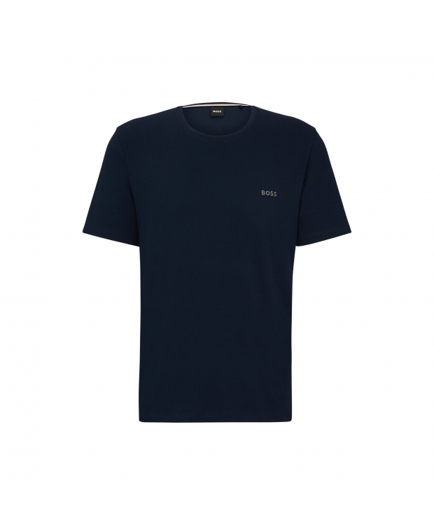 BOSS T-shirt med bomuld & kontrasterende logo i navy til herre billede 1