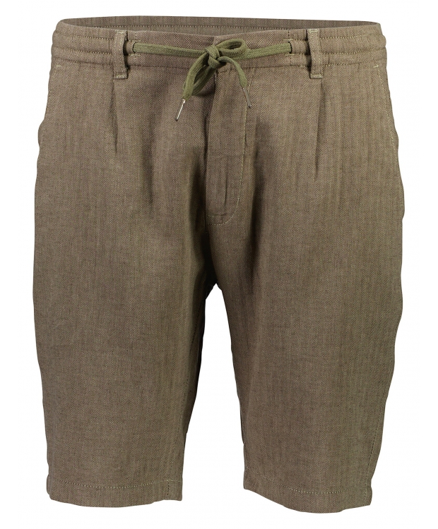 Lindbergh Linned Shorts i armygrøn til herre billede 1