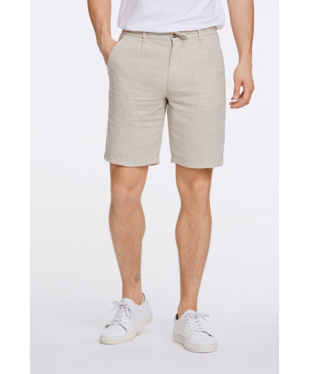 Lindbergh Linned Shorts i stone til herre billede 1