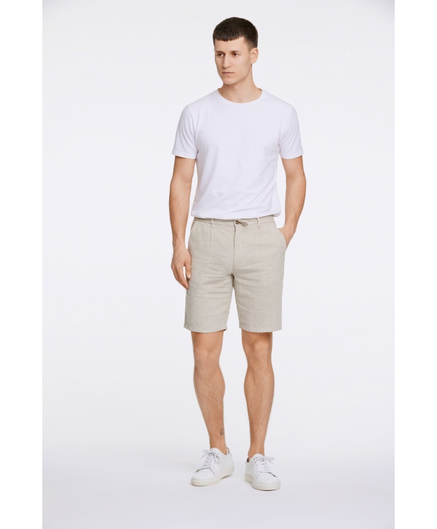 Lindbergh Linned Shorts i stone til herre billede 5