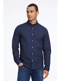Lindbergh Oxford Superflex Skjorte i navy til herre