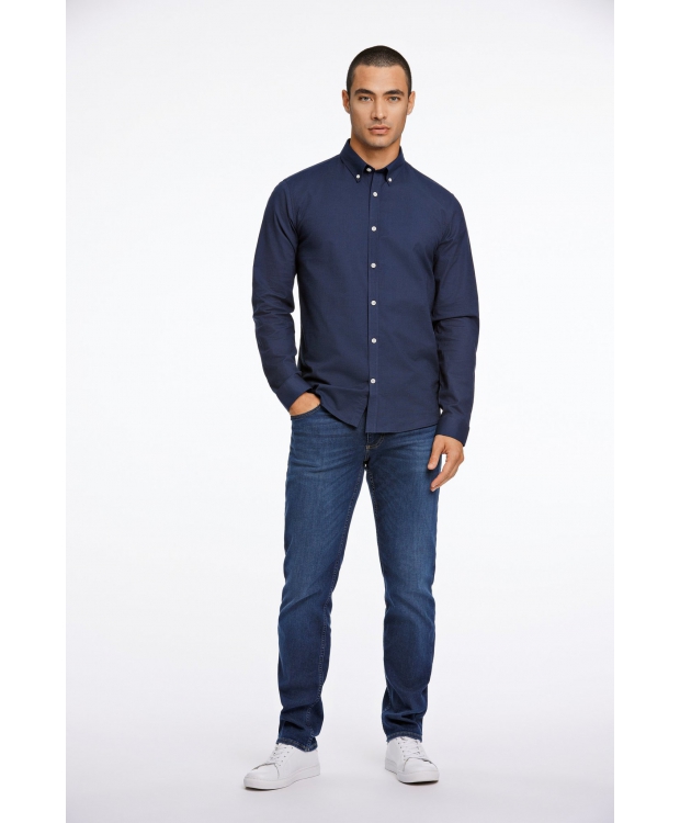 Lindbergh Oxford Superflex Skjorte i navy til herre billede 4