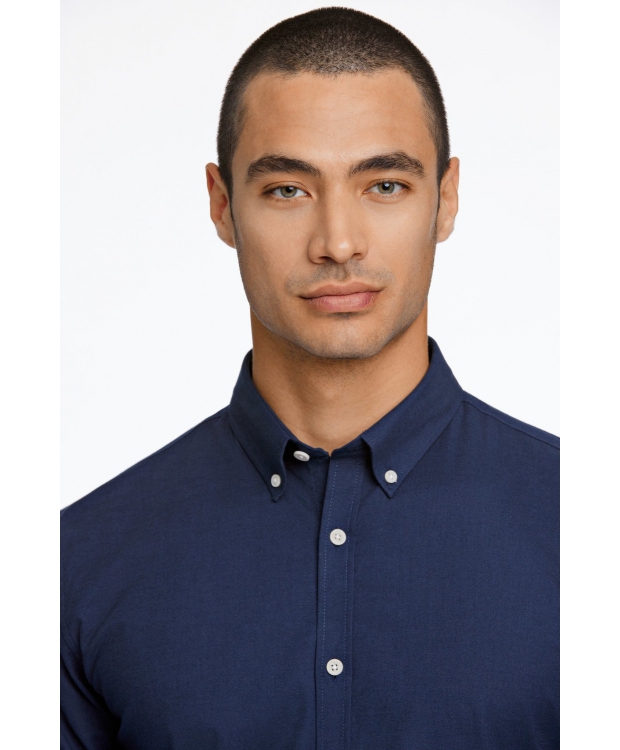 Lindbergh Oxford Superflex Skjorte i navy til herre billede 5
