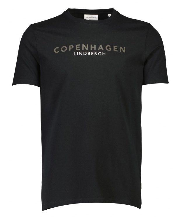 Lindbergh O-Neck T-shirt i sort m. logo til herre billede 2