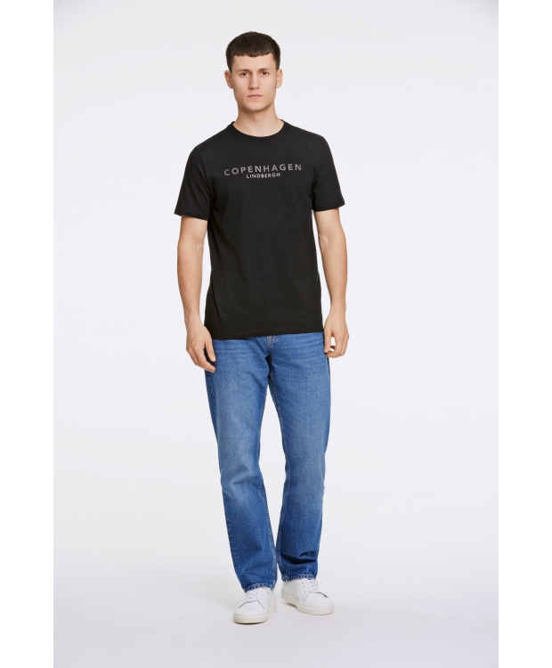 Lindbergh O-Neck T-shirt i sort m. logo til herre billede 4