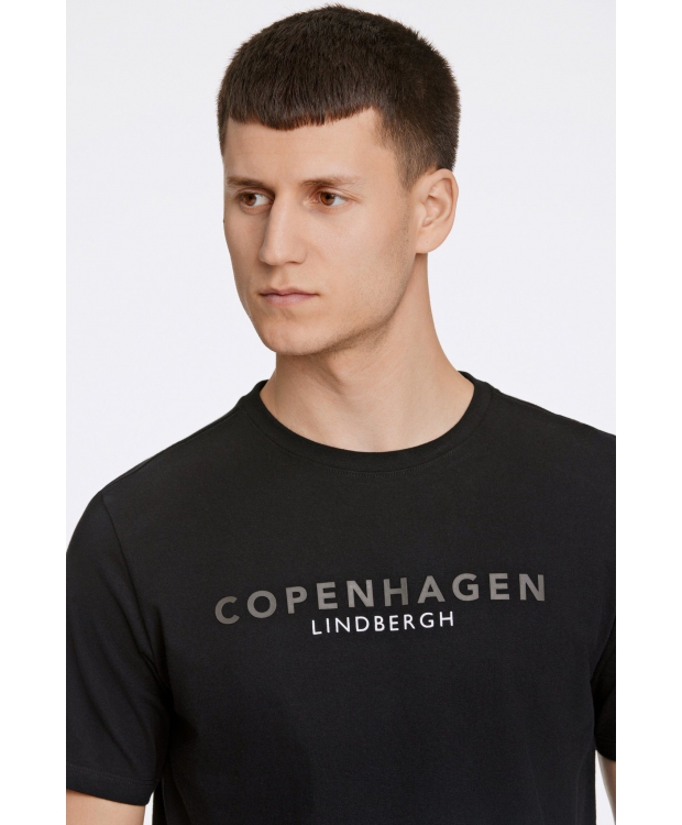 Lindbergh O-Neck T-shirt i sort m. logo til herre billede 5