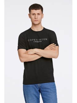 Lindbergh O-Neck T-shirt i sort m. logo til herre