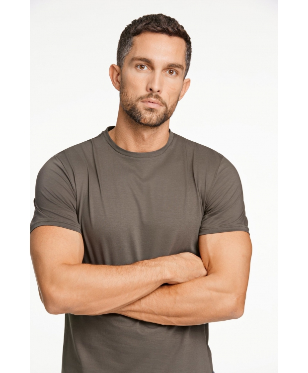 Lindbergh O-Neck T-Shirt i armygrøn til herre billede 5