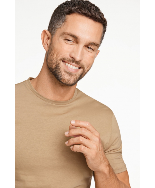 Lindbergh O-Neck T-Shirt i sandfarve til herre billede 5