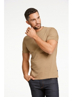 Lindbergh O-Neck T-Shirt i sandfarve til herre