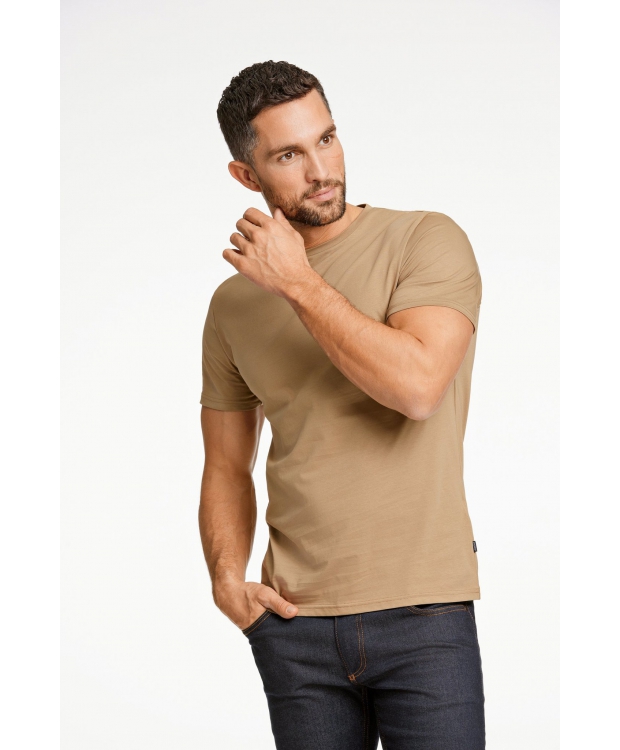 Lindbergh O-Neck T-Shirt i sandfarve til herre billede 1