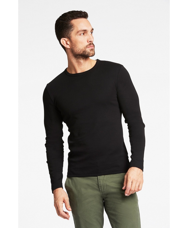 Lindbergh Basic O-Neck Langærmet trøje i sort til herre billede 5