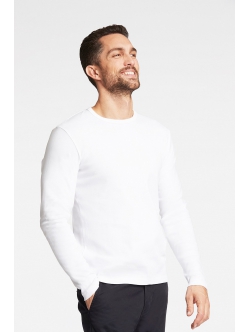 Lindbergh Basic O-Neck Langærmet trøje i hvid til herre