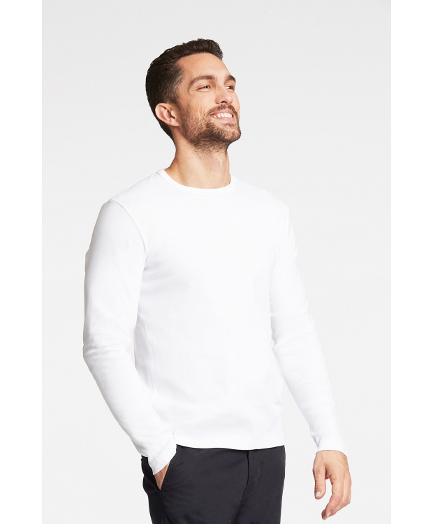 Lindbergh Basic O-Neck Langærmet trøje i hvid til herre billede 1