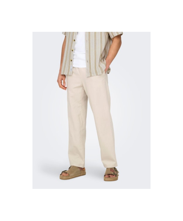 ONLY & SONS Hørbukser Loose Fit i beige til herre billede 4