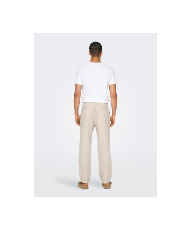 ONLY & SONS Hørbukser Loose Fit i beige til herre billede 5