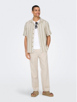 ONLY & SONS Hørbukser Loose Fit i beige til herre