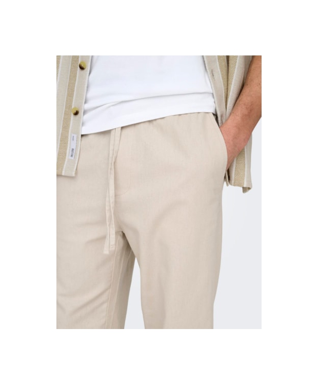 ONLY & SONS Hørbukser Loose Fit i beige til herre billede 6