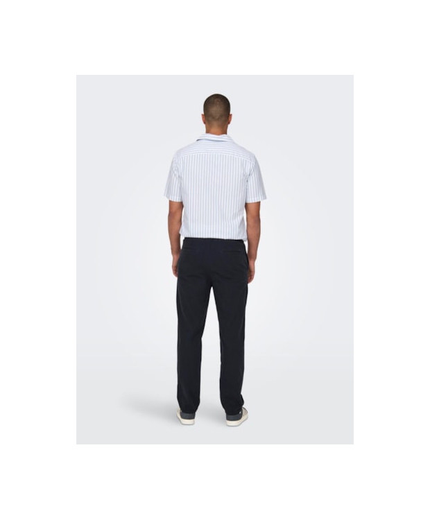 ONLY & SONS Hørbukser Loose Fit i dark navy til herre billede 5