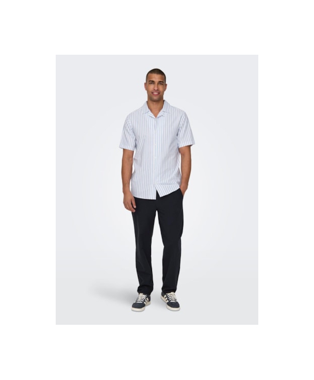 ONLY & SONS Hørbukser Loose Fit i dark navy til herre billede 1