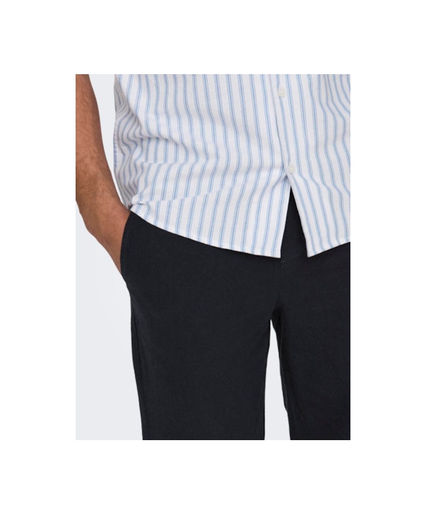 ONLY & SONS Hørbukser Loose Fit i dark navy til herre billede 6