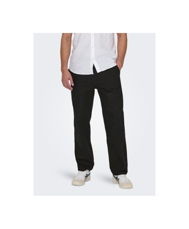 ONLY & SONS Hørbukser Loose Fit i sort til herre billede 3
