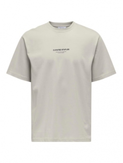 ONLY & SONS O-neck T-Shirt i Silver Lining til herre – Outlet