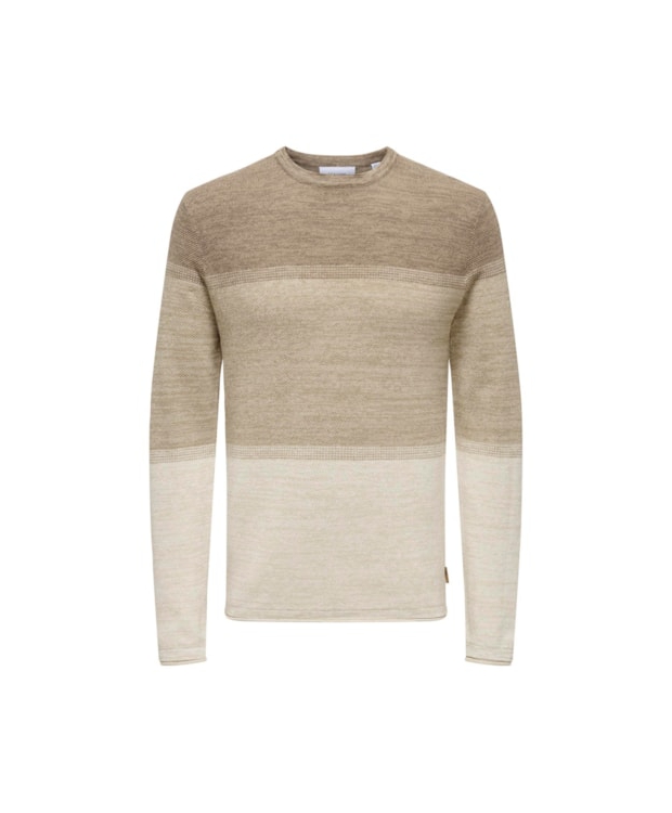 ONLY & SONS langærmet striktrøje i beige til herre billede 1