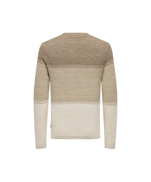 ONLY & SONS langærmet striktrøje i beige til herre billede 3