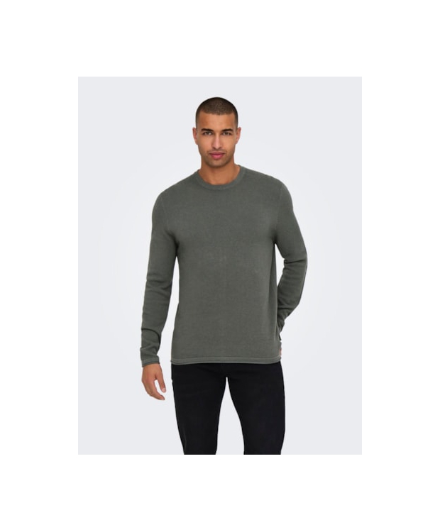 ONLY & SONS langærmet striktrøje i Castor Gray Melange til herre billede 2