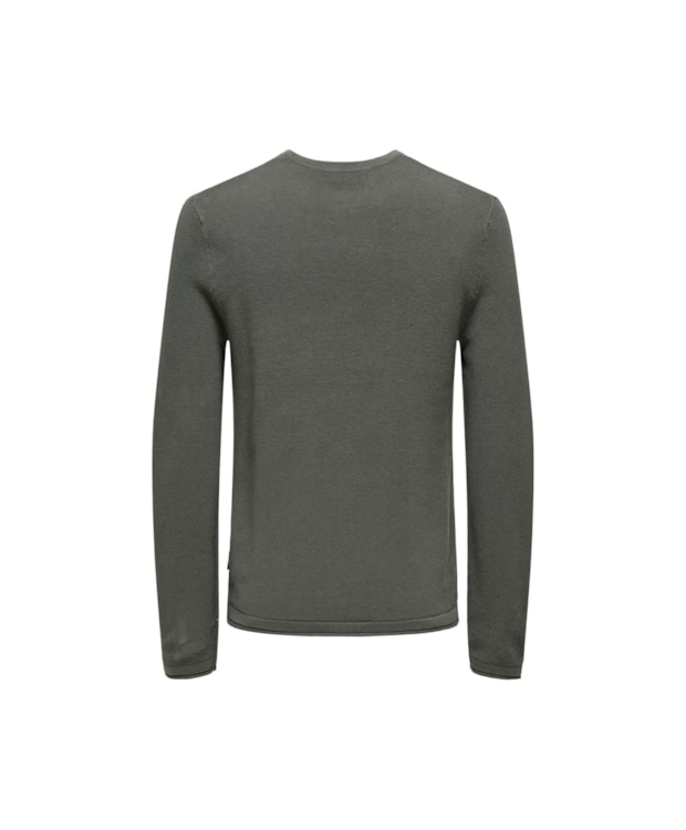 ONLY & SONS langærmet striktrøje i Castor Gray Melange til herre billede 3
