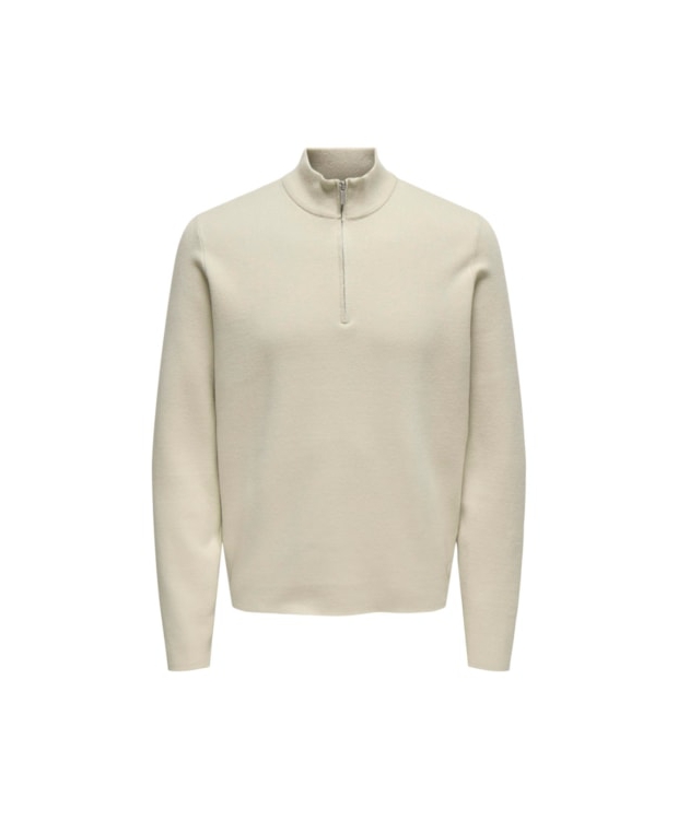 ONLY & SONS half zip i beige til herre billede 1