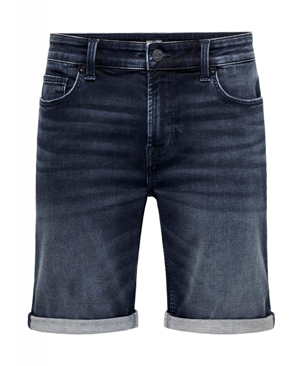 ONLY & SONS denimshorts i mørkeblå til herre billede 1