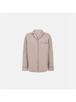 JBS of Denmark Women flannelskjorte til kvinder i beige med brun stribede nuancer – Outlet