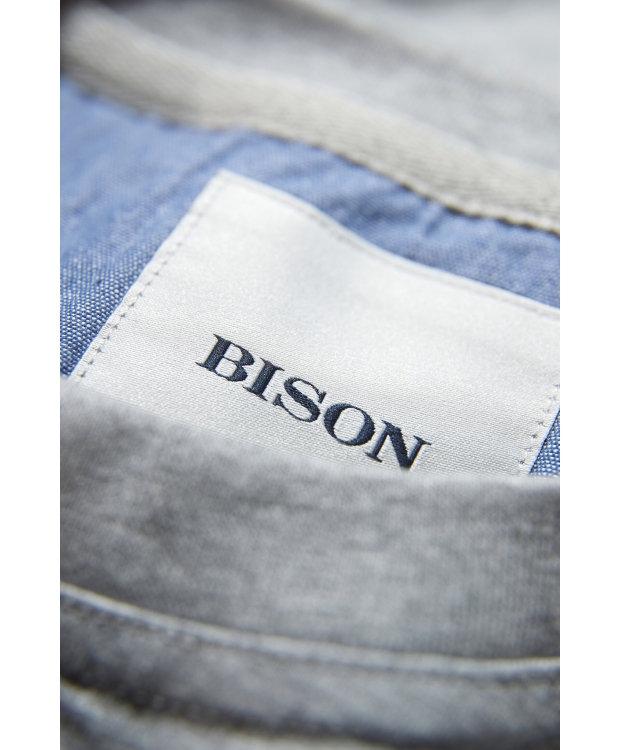 Bison t-shirt i mel-grå med rund hals til herre | Regular fit | billede 4