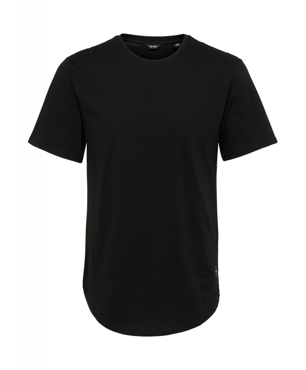 ONLY & SONS lang t-shirt i sort til herre billede 1