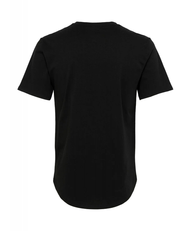 ONLY & SONS lang t-shirt i sort til herre billede 2