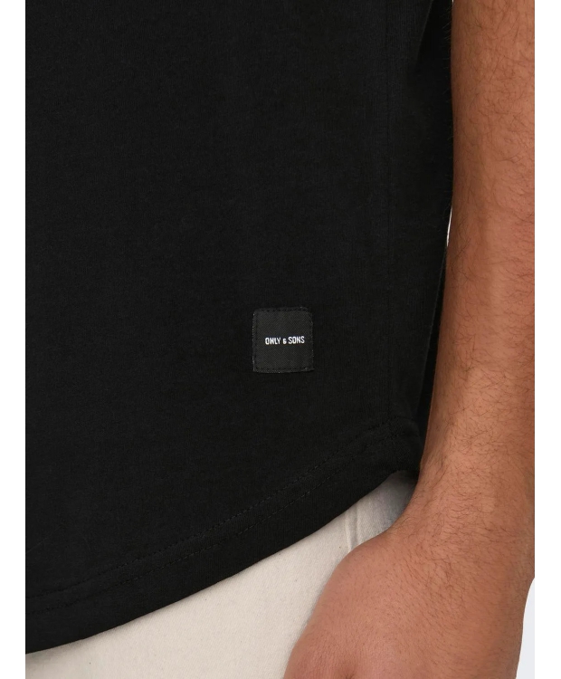 ONLY & SONS lang t-shirt i sort til herre billede 5
