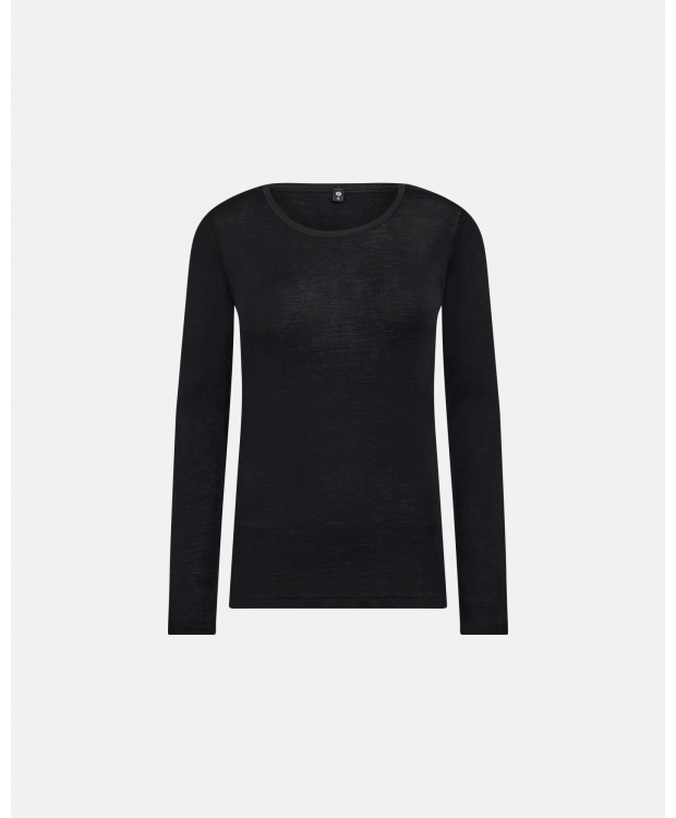 JBS Of Denmark langærmet uld t-shirt i sort til kvinder billede 1