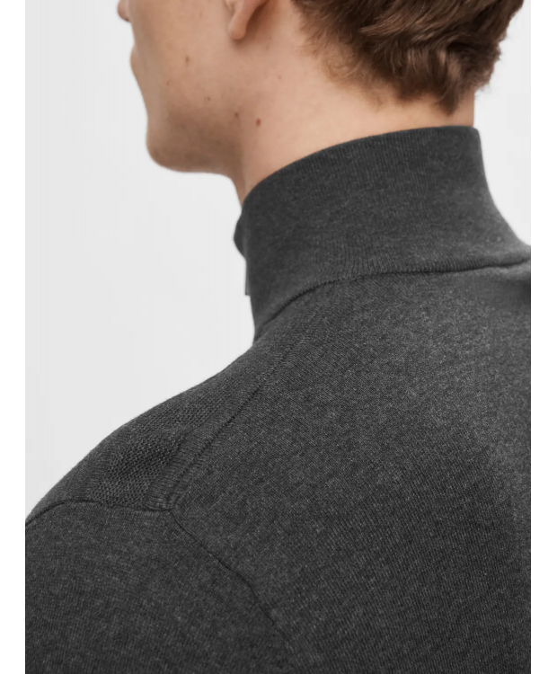 Selected cardigan i mørkegrå lavet af økologisk bomuld til herre billede 4